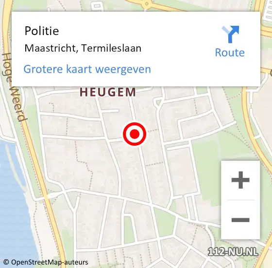 Locatie op kaart van de 112 melding: Politie Maastricht, Termileslaan op 25 mei 2021 20:59