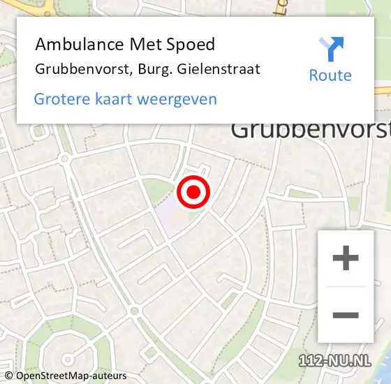 Locatie op kaart van de 112 melding: Ambulance Met Spoed Naar Grubbenvorst, Burg. Gielenstraat op 11 juni 2014 13:10