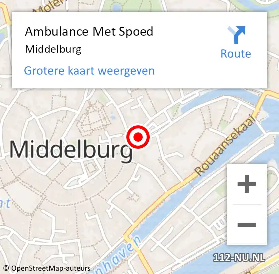 Locatie op kaart van de 112 melding: Ambulance Met Spoed Naar Middelburg op 25 mei 2021 22:18