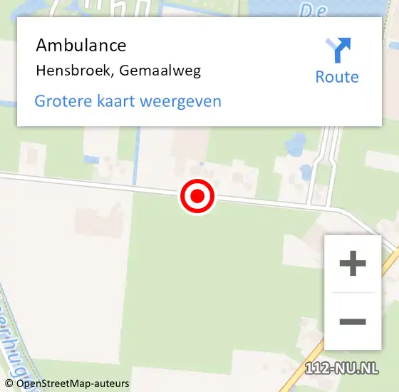 Locatie op kaart van de 112 melding: Ambulance Hensbroek, Gemaalweg op 25 mei 2021 23:48