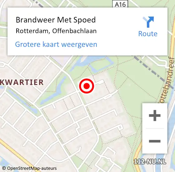 Locatie op kaart van de 112 melding: Brandweer Met Spoed Naar Rotterdam, Offenbachlaan op 26 mei 2021 02:41