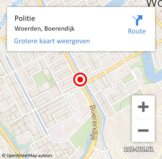 Locatie op kaart van de 112 melding: Politie Woerden, Boerendijk op 26 mei 2021 13:46