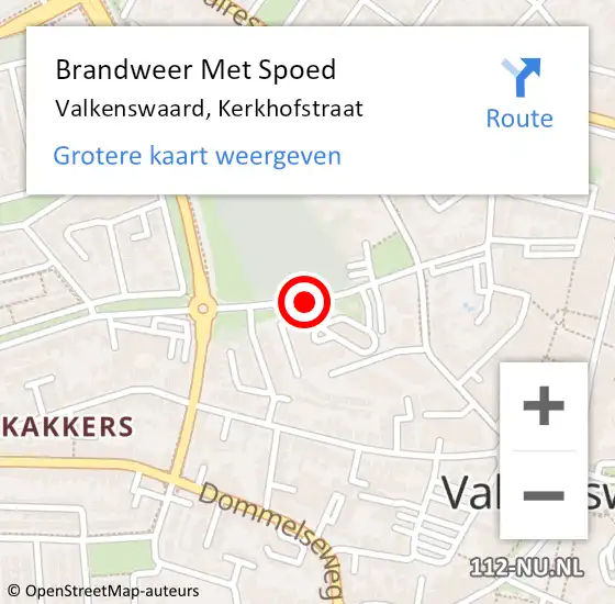 Locatie op kaart van de 112 melding: Brandweer Met Spoed Naar Valkenswaard, Kerkhofstraat op 26 mei 2021 14:16