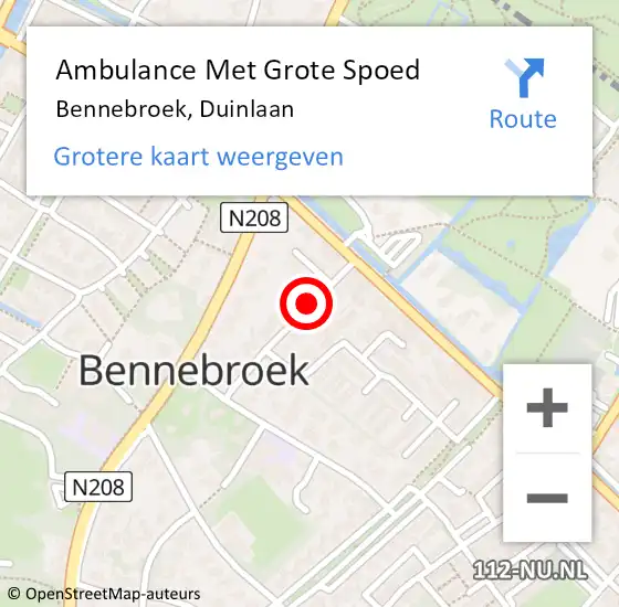 Locatie op kaart van de 112 melding: Ambulance Met Grote Spoed Naar Bennebroek, Duinlaan op 26 mei 2021 15:18