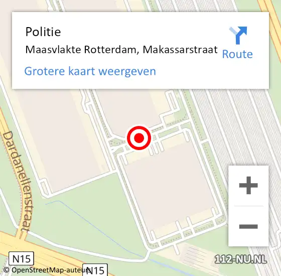 Locatie op kaart van de 112 melding: Politie Maasvlakte Rotterdam, Makassarstraat op 26 mei 2021 16:01