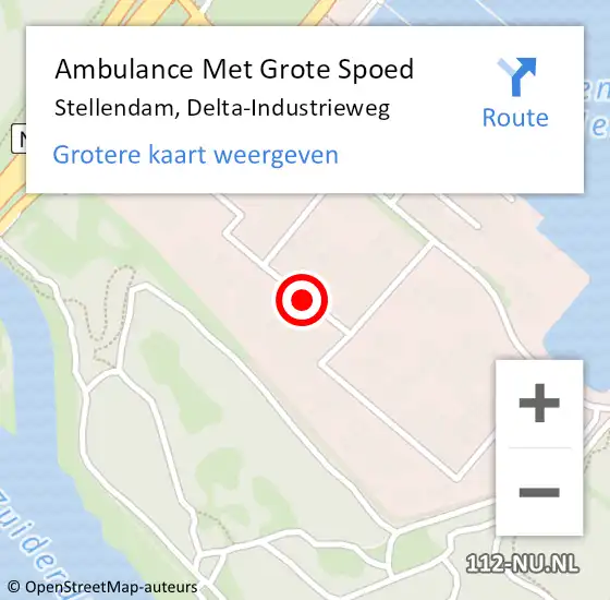 Locatie op kaart van de 112 melding: Ambulance Met Grote Spoed Naar Stellendam, Delta-Industrieweg op 26 mei 2021 16:11