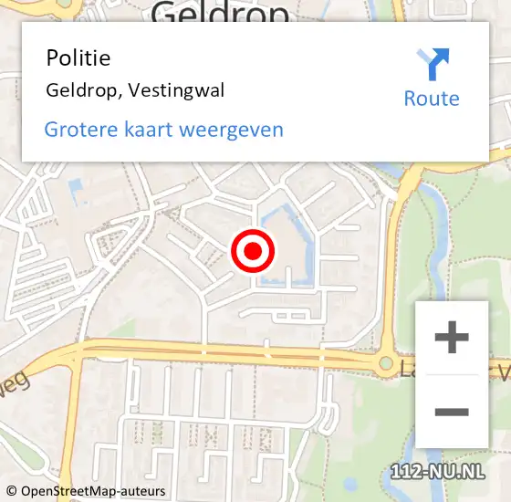 Locatie op kaart van de 112 melding: Politie Geldrop, Vestingwal op 26 mei 2021 16:33