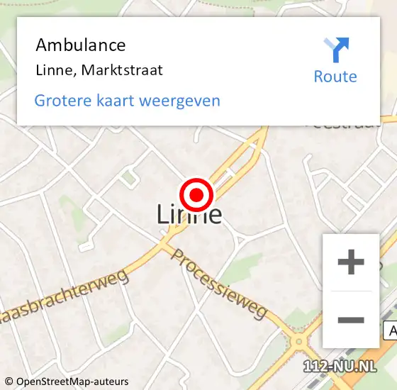 Locatie op kaart van de 112 melding: Ambulance Linne, Marktstraat op 26 mei 2021 16:45