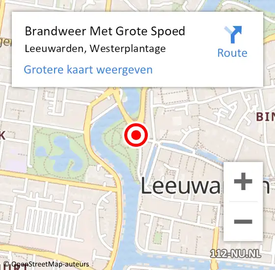 Locatie op kaart van de 112 melding: Brandweer Met Grote Spoed Naar Leeuwarden, Westerplantage op 26 mei 2021 17:30