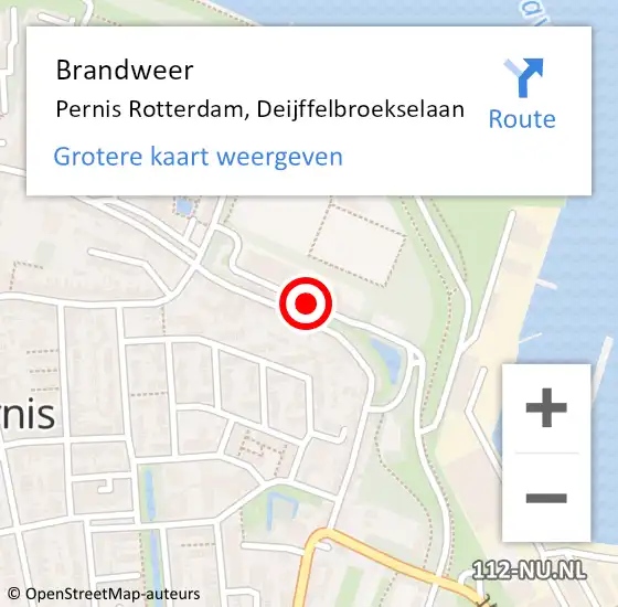 Locatie op kaart van de 112 melding: Brandweer Pernis Rotterdam, Deijffelbroekselaan op 26 mei 2021 17:53