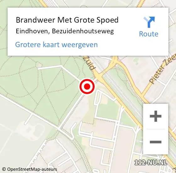 Locatie op kaart van de 112 melding: Brandweer Met Grote Spoed Naar Eindhoven, Bezuidenhoutseweg op 26 mei 2021 18:46