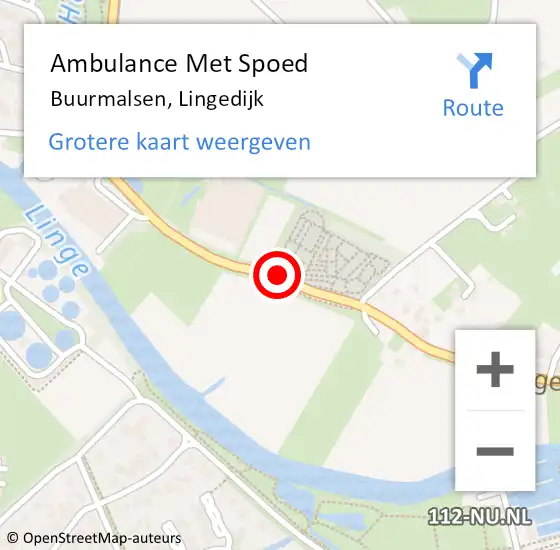Locatie op kaart van de 112 melding: Ambulance Met Spoed Naar Buurmalsen, Lingedijk op 26 mei 2021 18:57