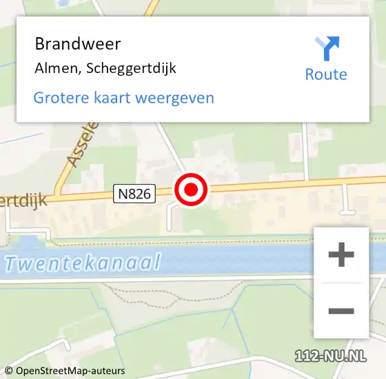 Locatie op kaart van de 112 melding: Brandweer Almen, Scheggertdijk op 26 mei 2021 19:54