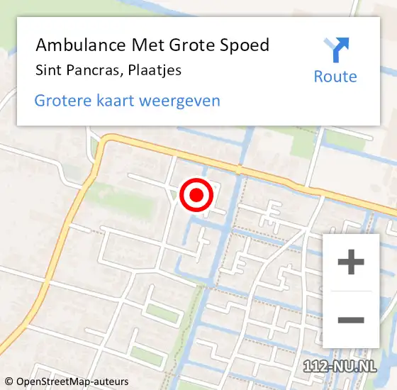 Locatie op kaart van de 112 melding: Ambulance Met Grote Spoed Naar Sint Pancras, Plaatjes op 26 mei 2021 20:15
