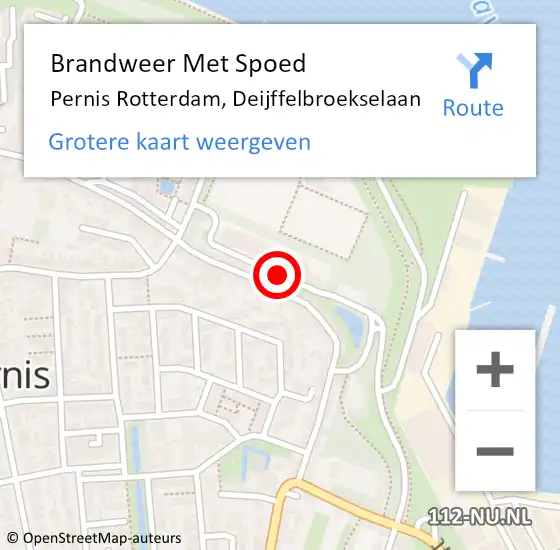 Locatie op kaart van de 112 melding: Brandweer Met Spoed Naar Pernis Rotterdam, Deijffelbroekselaan op 26 mei 2021 21:27