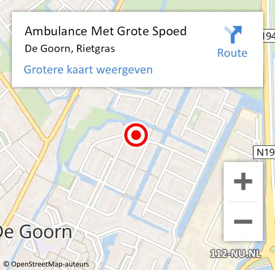 Locatie op kaart van de 112 melding: Ambulance Met Grote Spoed Naar De Goorn, Rietgras op 26 mei 2021 22:53