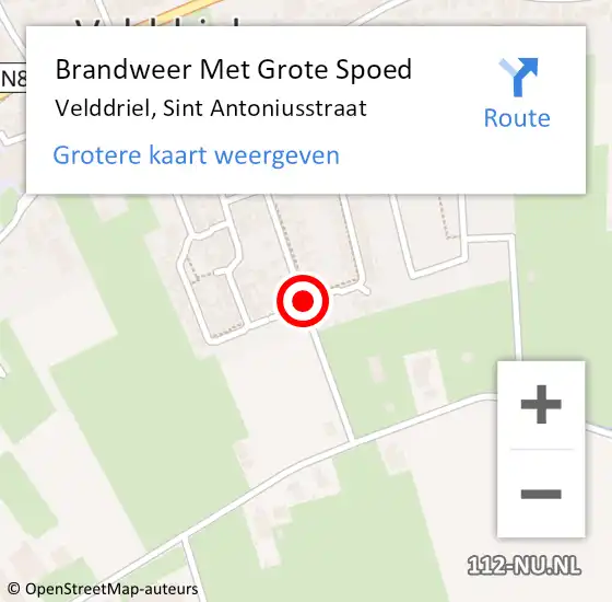 Locatie op kaart van de 112 melding: Brandweer Met Grote Spoed Naar Velddriel, Sint Antoniusstraat op 27 mei 2021 07:42