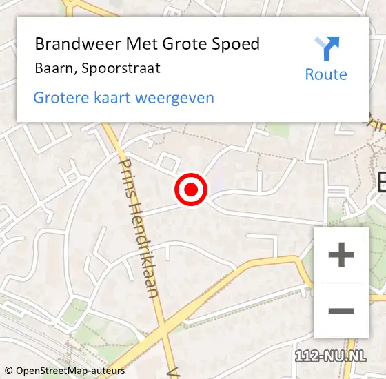 Locatie op kaart van de 112 melding: Brandweer Met Grote Spoed Naar Baarn, Spoorstraat op 27 mei 2021 08:03