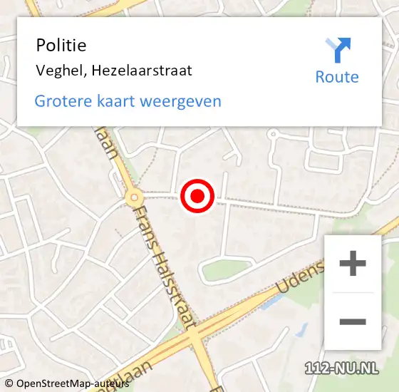 Locatie op kaart van de 112 melding: Politie Veghel, Hezelaarstraat op 27 mei 2021 08:48