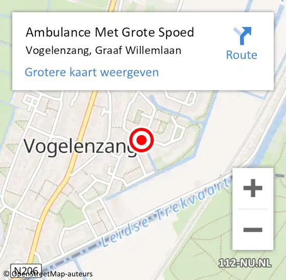 Locatie op kaart van de 112 melding: Ambulance Met Grote Spoed Naar Vogelenzang, Graaf Willemlaan op 27 mei 2021 08:48