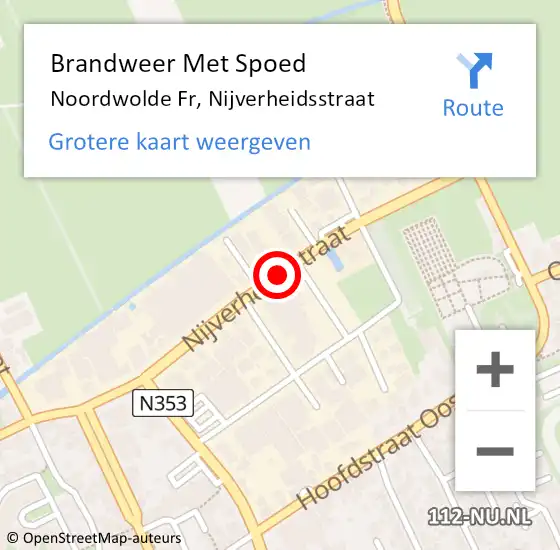 Locatie op kaart van de 112 melding: Brandweer Met Spoed Naar Noordwolde Fr, Nijverheidsstraat op 27 mei 2021 08:50