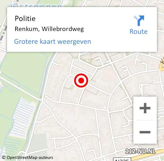 Locatie op kaart van de 112 melding: Politie Renkum, Willebrordweg op 27 mei 2021 08:50