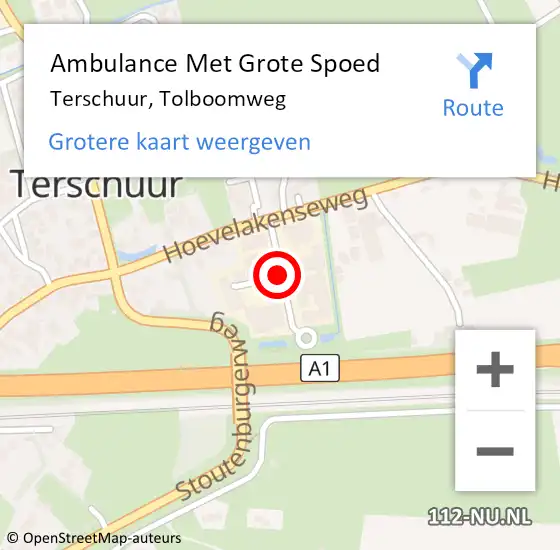 Locatie op kaart van de 112 melding: Ambulance Met Grote Spoed Naar Terschuur, Tolboomweg op 27 mei 2021 09:36