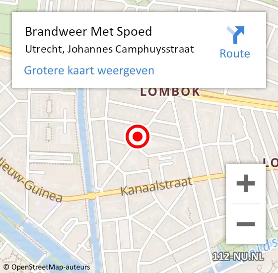 Locatie op kaart van de 112 melding: Brandweer Met Spoed Naar Utrecht, Johannes Camphuysstraat op 27 mei 2021 09:43