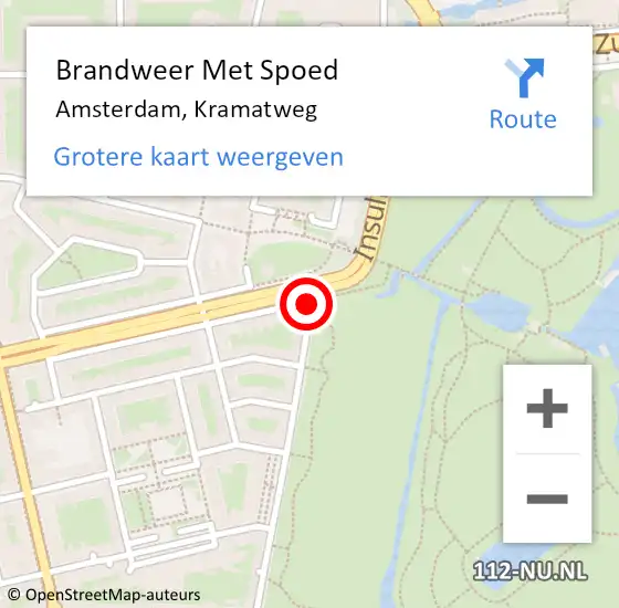 Locatie op kaart van de 112 melding: Brandweer Met Spoed Naar Amsterdam, Kramatweg op 27 mei 2021 11:53