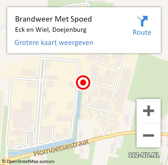 Locatie op kaart van de 112 melding: Brandweer Met Spoed Naar Eck en Wiel, Doejenburg op 27 mei 2021 15:46