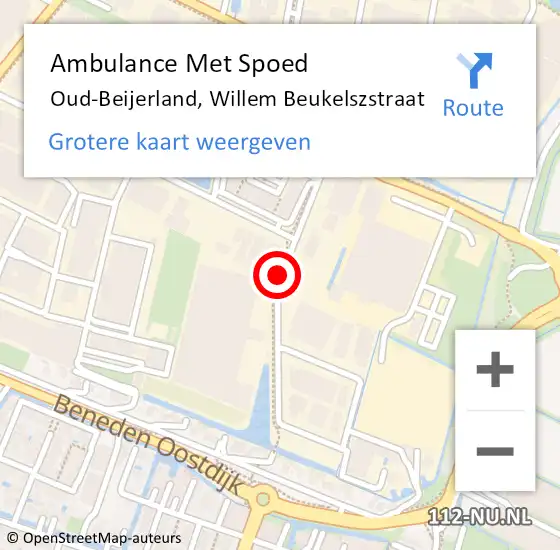 Locatie op kaart van de 112 melding: Ambulance Met Spoed Naar Oud-Beijerland, Willem Beukelszstraat op 27 mei 2021 16:01