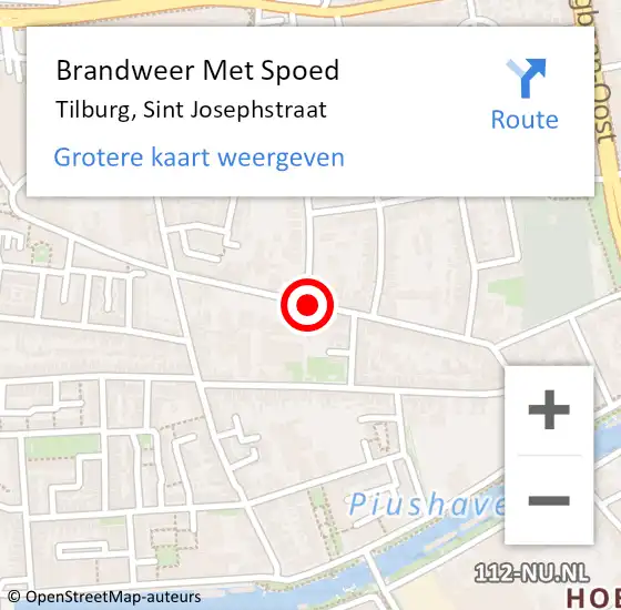 Locatie op kaart van de 112 melding: Brandweer Met Spoed Naar Tilburg, Sint Josephstraat op 27 mei 2021 16:02