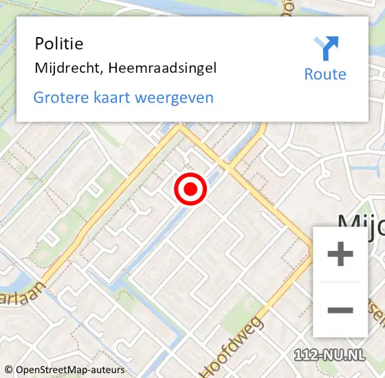 Locatie op kaart van de 112 melding: Politie Mijdrecht, Heemraadsingel op 27 mei 2021 16:57