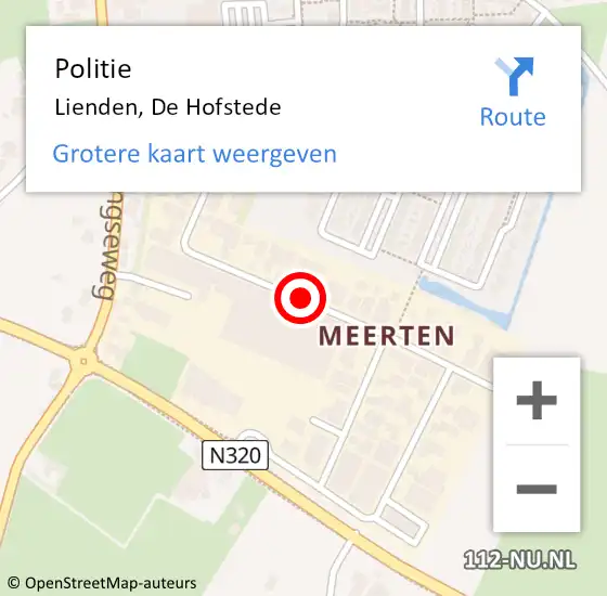 Locatie op kaart van de 112 melding: Politie Lienden, De Hofstede op 27 mei 2021 17:35