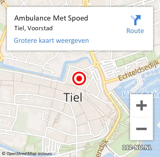 Locatie op kaart van de 112 melding: Ambulance Met Spoed Naar Tiel, Voorstad op 27 mei 2021 18:21