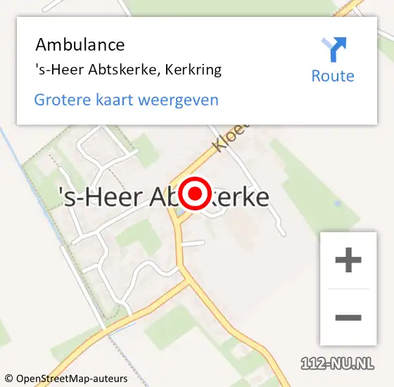 Locatie op kaart van de 112 melding: Ambulance 's-Heer Abtskerke, Kerkring op 11 juni 2014 15:21