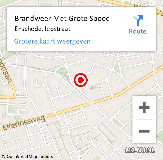 Locatie op kaart van de 112 melding: Brandweer Met Grote Spoed Naar Enschede, Iepstraat op 27 mei 2021 18:47