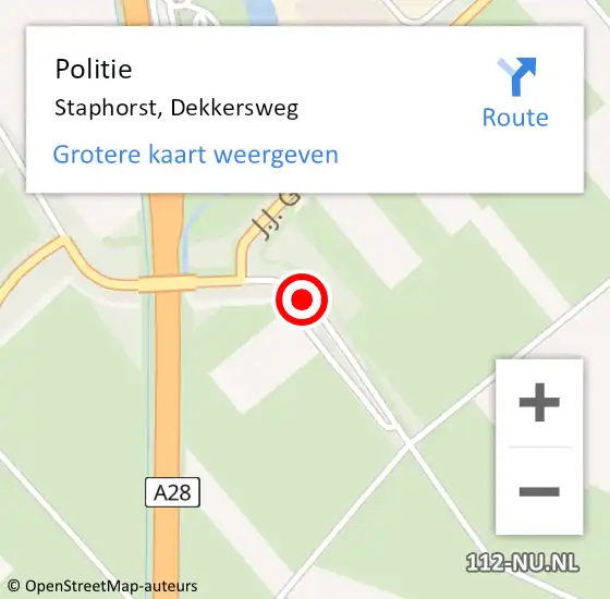 Locatie op kaart van de 112 melding: Politie Staphorst, Dekkersweg op 27 mei 2021 18:52