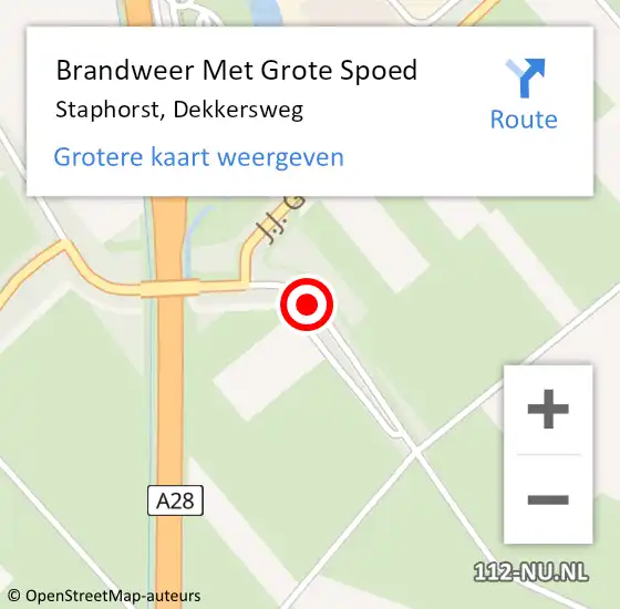 Locatie op kaart van de 112 melding: Brandweer Met Grote Spoed Naar Staphorst, Dekkersweg op 27 mei 2021 18:55