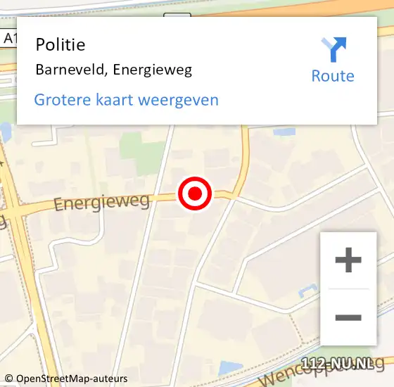 Locatie op kaart van de 112 melding: Politie Barneveld, Energieweg op 27 mei 2021 20:02