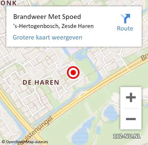 Locatie op kaart van de 112 melding: Brandweer Met Spoed Naar 's-Hertogenbosch, Zesde Haren op 27 mei 2021 20:28