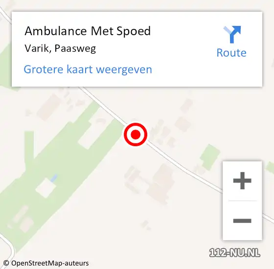 Locatie op kaart van de 112 melding: Ambulance Met Spoed Naar Varik, Paasweg op 27 mei 2021 21:31