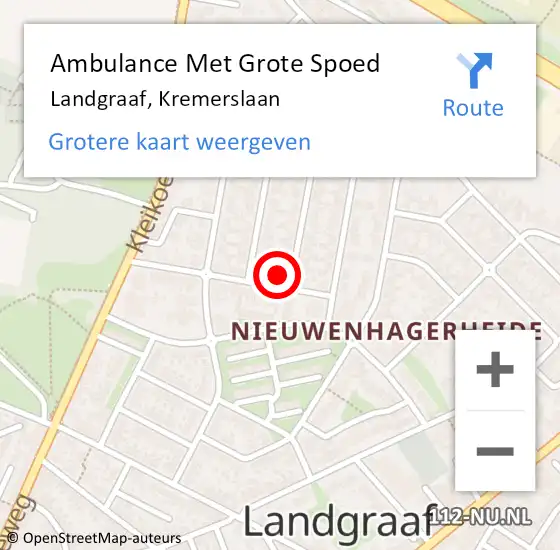 Locatie op kaart van de 112 melding: Ambulance Met Grote Spoed Naar Landgraaf, Kremerslaan op 11 juni 2014 15:32