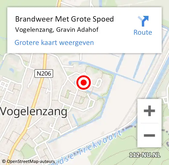 Locatie op kaart van de 112 melding: Brandweer Met Grote Spoed Naar Vogelenzang, Gravin Adahof op 27 mei 2021 22:10