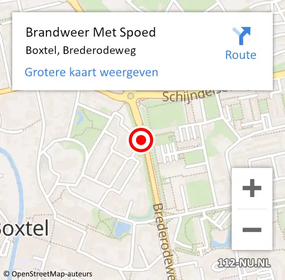 Locatie op kaart van de 112 melding: Brandweer Met Spoed Naar Boxtel, Brederodeweg op 27 mei 2021 23:35