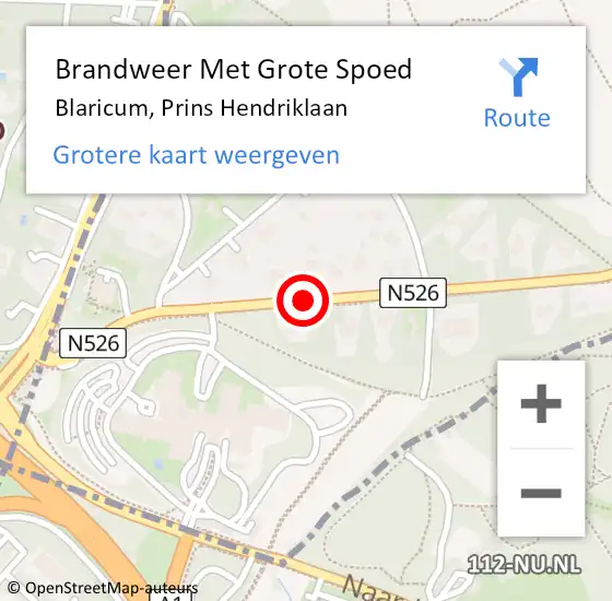 Locatie op kaart van de 112 melding: Brandweer Met Grote Spoed Naar Blaricum, Prins Hendriklaan op 28 mei 2021 00:50