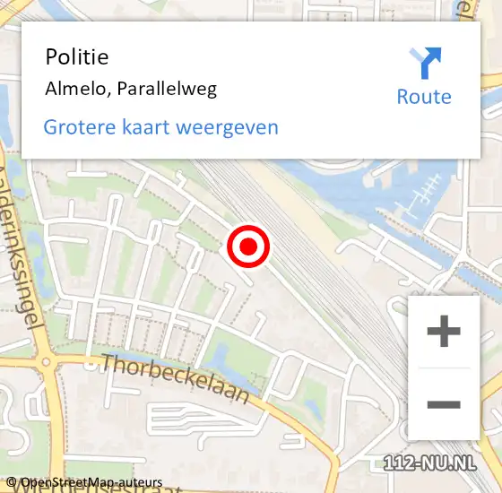 Locatie op kaart van de 112 melding: Politie Almelo, Parallelweg op 28 mei 2021 00:53