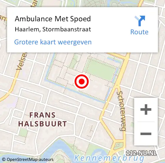 Locatie op kaart van de 112 melding: Ambulance Met Spoed Naar Haarlem, Stormbaanstraat op 28 mei 2021 01:25