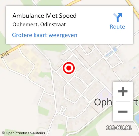 Locatie op kaart van de 112 melding: Ambulance Met Spoed Naar Ophemert, Odinstraat op 28 mei 2021 02:00