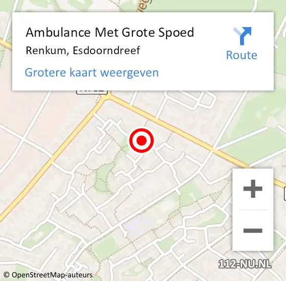 Locatie op kaart van de 112 melding: Ambulance Met Grote Spoed Naar Renkum, Esdoorndreef op 28 mei 2021 04:40